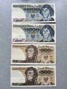 Banknoty 2 x 500 zł 1982r. Kościuszko 2 x 1000 zł 1982r. Kopernik PRL ładne