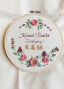 Haftowany tamborek prezent pamiątka dla rodziców ślub napis handmade