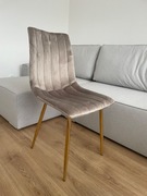 Krzesła tapicerowane jadalniane - beż złoto welur