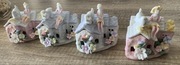 Zestaw czterech ceramicznych domków
