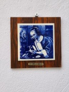 Vintage kafelek holenderski Delft Blue - Jan Steen "Dziewczyna z ostrygami"
