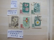 5szt. znaczki pełna seria Fi 876 Polska 1957r. KWIATY klej PRZYRODA