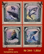 Znaczki fauna:344: ryby- Malediwy 2015r 
