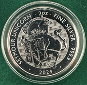 Srebrna moneta 2oz, Seymour Unicorn, Royal Mint, 2024