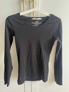 Bluzka damska t-shirt Basic długi rękaw H&M czarna r. 36 S