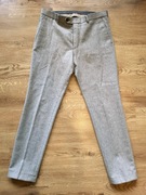 Oscar Jacobson Spodnie Męskie Wełniane Szare Flanela Slim Premium r. 48