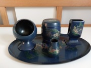 Laka chiński zestaw komplet palacza na biurko wykonany z laki