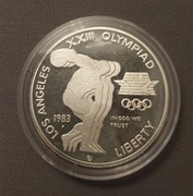 Moneta USA 1 dolar Dollar 1983 Olimpiada Los Angeles SREBRO