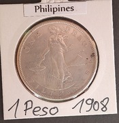 Filipiny   1 peso  1908 