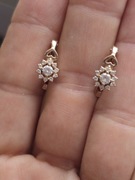 Śliczne złote kolczyki 585 serce i kwiatek