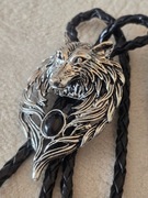 BOLO KRAWATNIK myśliwski Brosza ozdoba WILK Canis Lupus. (T)