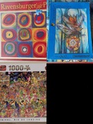 Puzzle zestaw 3x: King 1000, Clementoni 1000, Ravensburger 1500