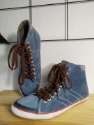 Tamaris Skórzane trampki Tenisówki Wysokie Skóra naturalna Denim 37