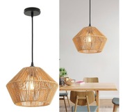 Lampa Rattanowa Lampa Wisząca Ratanowa Boho Vintage Żyrandol Rattanowy