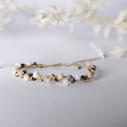 Bransoletka pleciona z kamieniami regulowana jadeit  