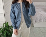 Niebieski błękitny wełniany sweter kardigan 50% wełna S M