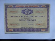Kolekcjonerski Bon Oszczędnościowy PKO na 1000 zł.