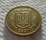 Ukraina UAH 1 hrywna 2001 KM# 8b ładny stan