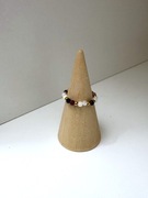 Pierścionek handmade z turmalinem, hematytem i masą perłową