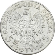 1933 5 złotych Głowa Kobiety