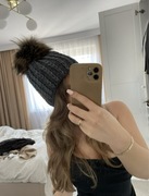 Wełniana czapka zimowa naturalny jenot szara 