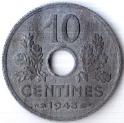 FRANCJA 10 centimes 1943, KM# 903, XF