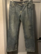 H&M spodnie jeans dżins straight proste przetarcia casual duże