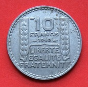10  Franków  1949  r  -  Francja   Czapka Frygijska  