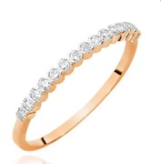 Obrączka delikatna 14K Pierścionek 585 z brylantem 0,075ct różowe złoto