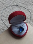 Przepiękny naszyjnik niebieska cyrkonia łańcuszek stal nierdzewna cudo