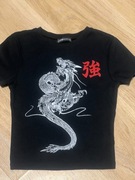 Dziewczęca koszulka z oryginalnym nadrukiem smoka Rozmiar xxs