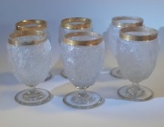 6x Kieliszki Harrach XIX w. UNIKAT Eisglas Złoto Bohemian Glass Antyk