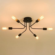 Lampa sufitowa w stylu industrialnym, czarna, 6 punktowa, E27, sputnik
