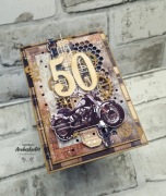 Kartka urodzinowa dla faceta na 50tkę z Harleyem. Handmade 