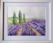 akwarela malowana ręcznie pole lawendy