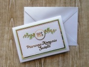 Prosta kartka komunijna #1, na komunię, z kopertą, handmade, format A6
