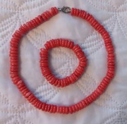 Komplet korale + bransoletka z naturalnego korala bambusowego