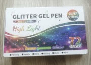 Długopisy żelowe brokatowe 72 sztuki, glitter gel pen, Disney coloriage 