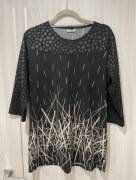 Bluzka tunika damska elegancka czarna z wzorami wiskoza 46/48 polska Wiomax
