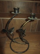 Metaloplastyka Świecznik z Liściami Wysokość 27cm