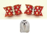 KOKARDKI WYSTAWOWE CYRKONIE ROŻKI MALTAŃSKIE komplet 2 sztuki