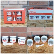 Kubki pucharki do lodów na desery z łyżeczkami motyw Coca Cola 4 szt Nowe