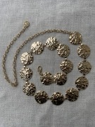 Złoty pasek pas metalowy regulowany łańcuch na talię drobny ozdobny golden