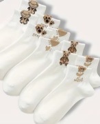 5 par skarpetki białe ze wzorkiem modne wygodne lekkie 32-38