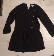 Lekka wygodna sukienka czarna r.122-128 7-8 lat miękka i ciepła zima wiosna