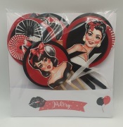 Pikery ozdoba do ciast w stylu Pin-up czerwono- czarne HANDMADE 6szt.
