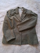 Damska marynarka żakiet zielona z poblaskiem złota XL