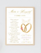 Prezent na ślub dla młodej pary upominek personalizowana ramka a4 Wzory