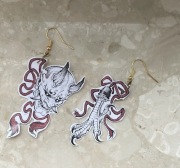 Kolczyki vintage handmade alternative kurza łapka maska japońska