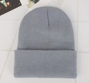Czapka zimowa jesienna beanie podwijana szara 